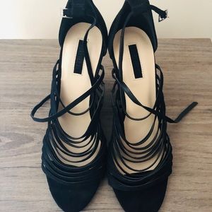 Forever 21 black strappy wedges